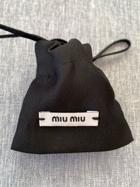 NWOT Authentic Miu Miu | Black Satin Drawstring Compact Pouch - 7.5 * 7.5 cm